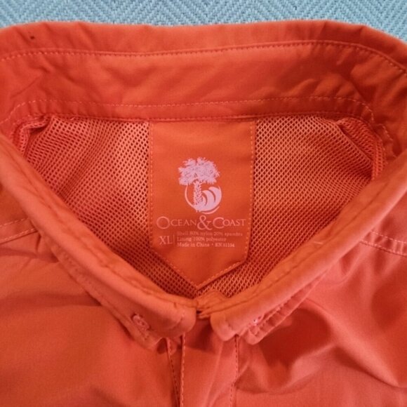 Ocean & Coast Long Sleeve Fishing Shirt Men's XL Orange Activewear Vented EUC LN - Picture 7 of 15